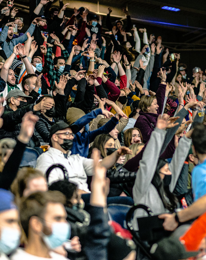 Fans do the wave at the Halifax Thunderbirds home opener