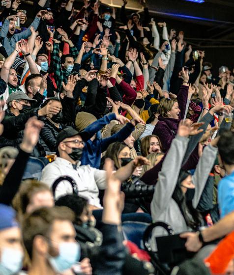 Fans do the wave at the Halifax Thunderbirds home opener
