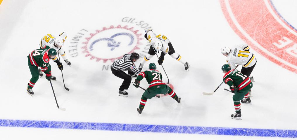 Halifax Mooseheads faceoff at the season opener